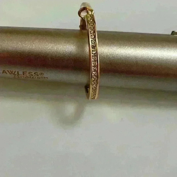 And Now This Medium Crystal Inside Out Medium Hoop In Gold Plate Earrings New - Picture 6 of 10